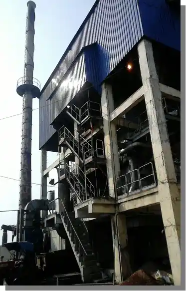 High capacity steam generator and pump layout for industrial cogeneration power plant installation.
