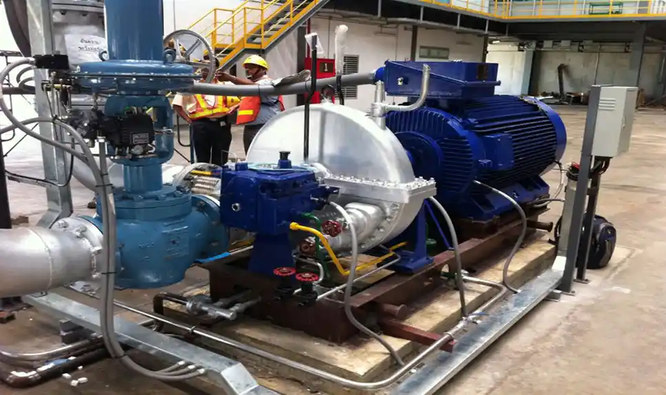High-capacity industrial steam turbine unit setup for energy conservation at CAS Paper Mill plant.