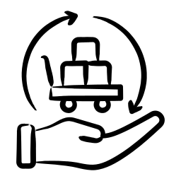 Logistics package distribution hand icon